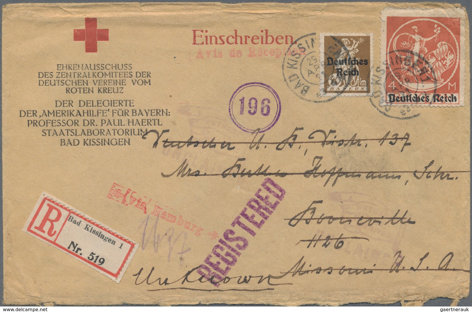 10860 Thematik: Rotes Kreuz / Red Cross: 1921 Dt.Reich Vordruckbrief "Einschreiben - Ehrenausschuss Des Ze - Croix-Rouge