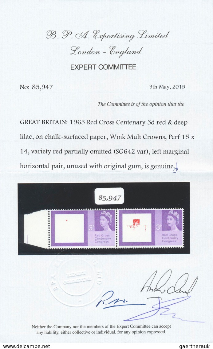 10871 Thematik: Rotes Kreuz / Red Cross: 1963, Great Britain. Red Cross Centenary 3d Red & Deep Lilac In A - Croix-Rouge