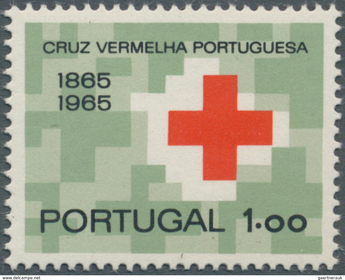 10872 Thematik: Rotes Kreuz / Red Cross: 1965 Portugal 1 E. "Rotes Kreuz" In FEHLDRUCK "1.Druckgang GRÜN F - Croix-Rouge