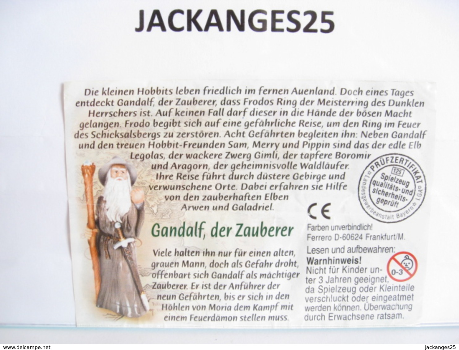 KINDER GANDALF SEIGNEUR DES ANNEAUX 1 HERR DER RINGE   2001  N° 3 + BPZ D - Families