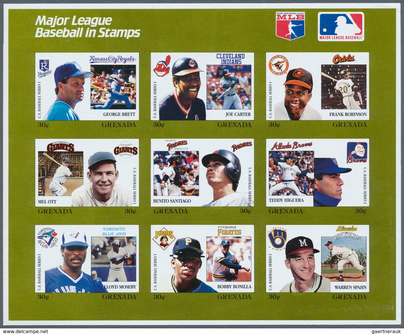 10909 Thematik: Sport-Baseball / Sport-baseball: 1988, GRENADA: Baseball Players Of American Profi League - Baseball