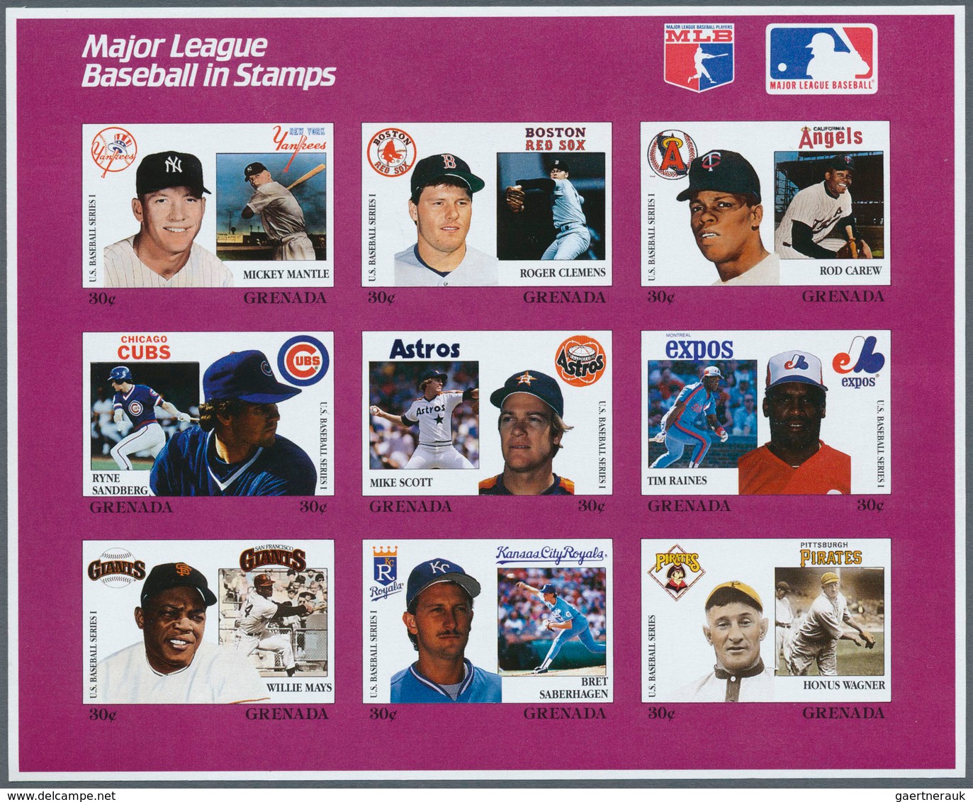 10909 Thematik: Sport-Baseball / sport-baseball: 1988, GRENADA: Baseball Players of american Profi League