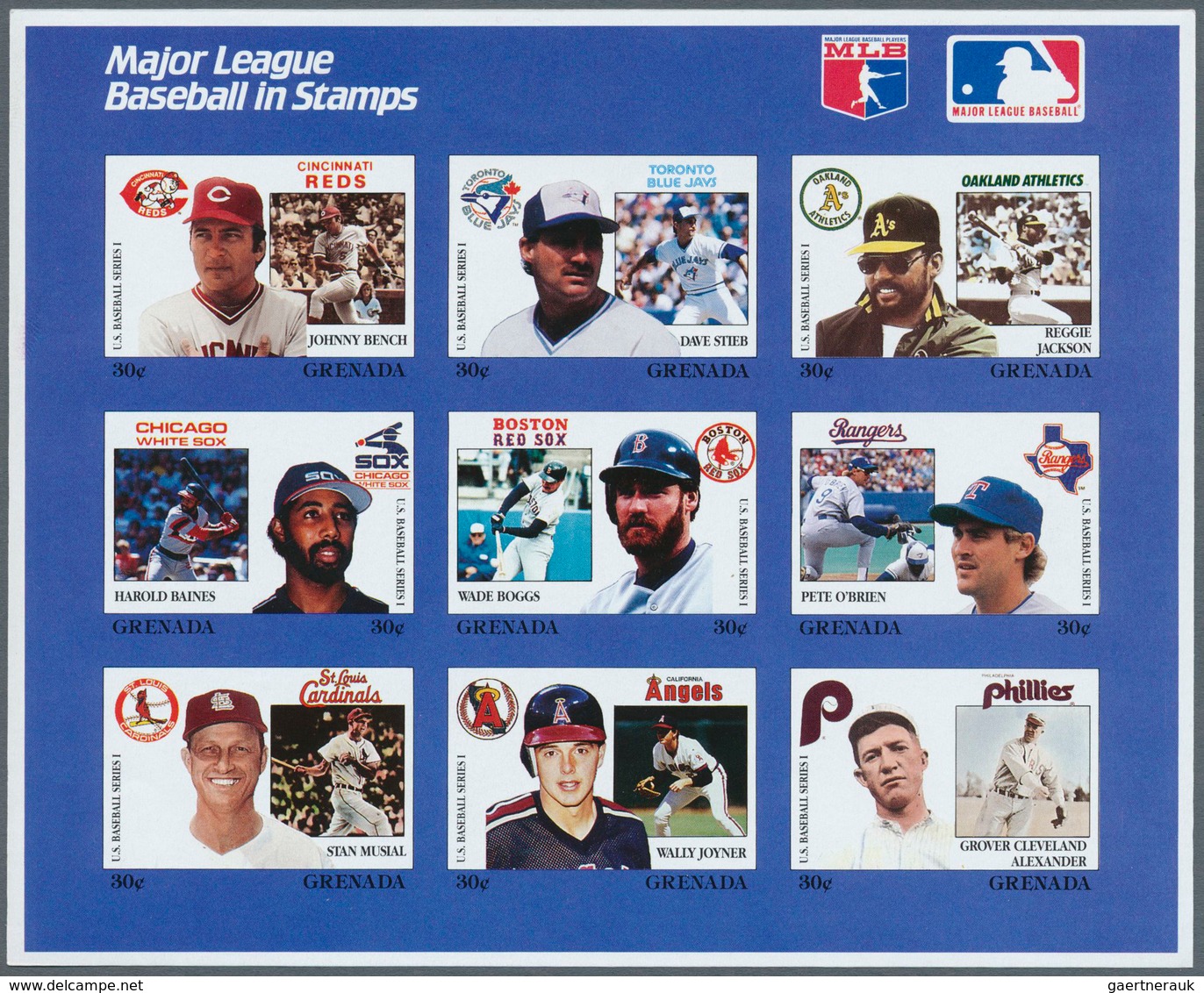 10909 Thematik: Sport-Baseball / sport-baseball: 1988, GRENADA: Baseball Players of american Profi League