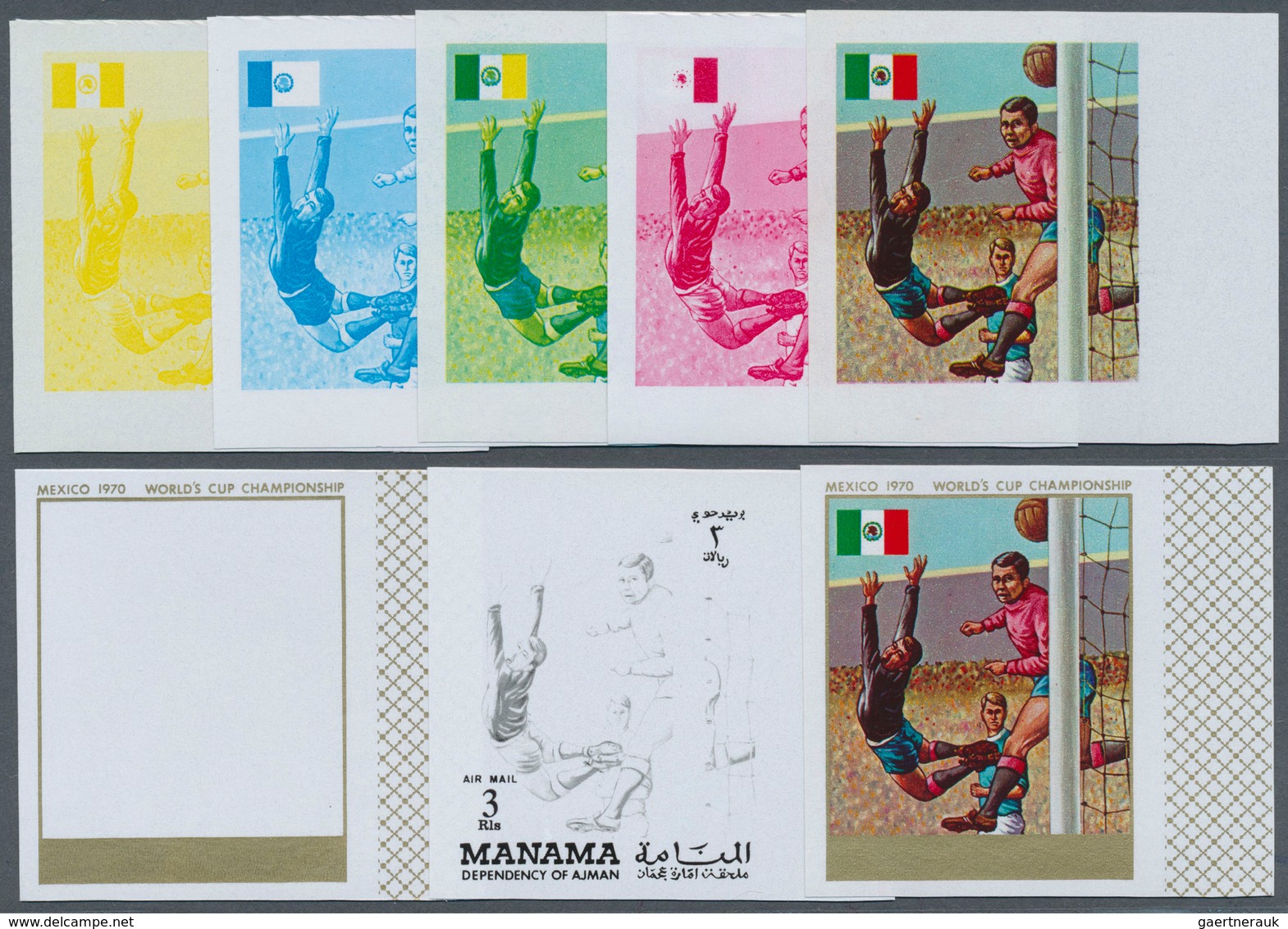 10941 Thematik: Sport-Fußball / Sport-soccer, Football: 1970, AJMAN-MANAMA: Football World Championships 1 - Sonstige & Ohne Zuordnung