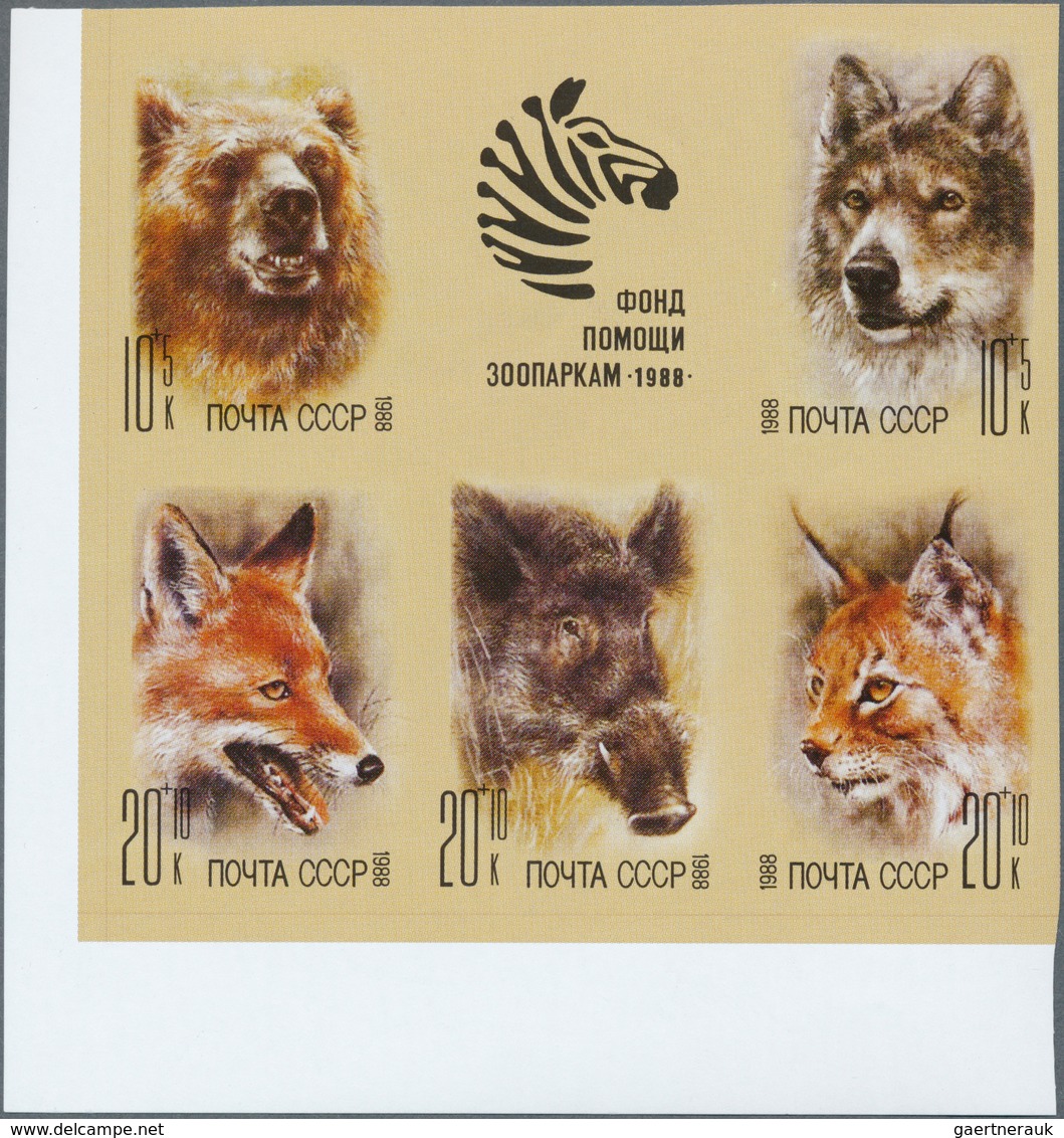 11028 Thematik: Tiere, Fauna / Animals, Fauna: 1988, Russia. IMPERFORATE Block Of 5 + Label For The Issue - Sonstige & Ohne Zuordnung
