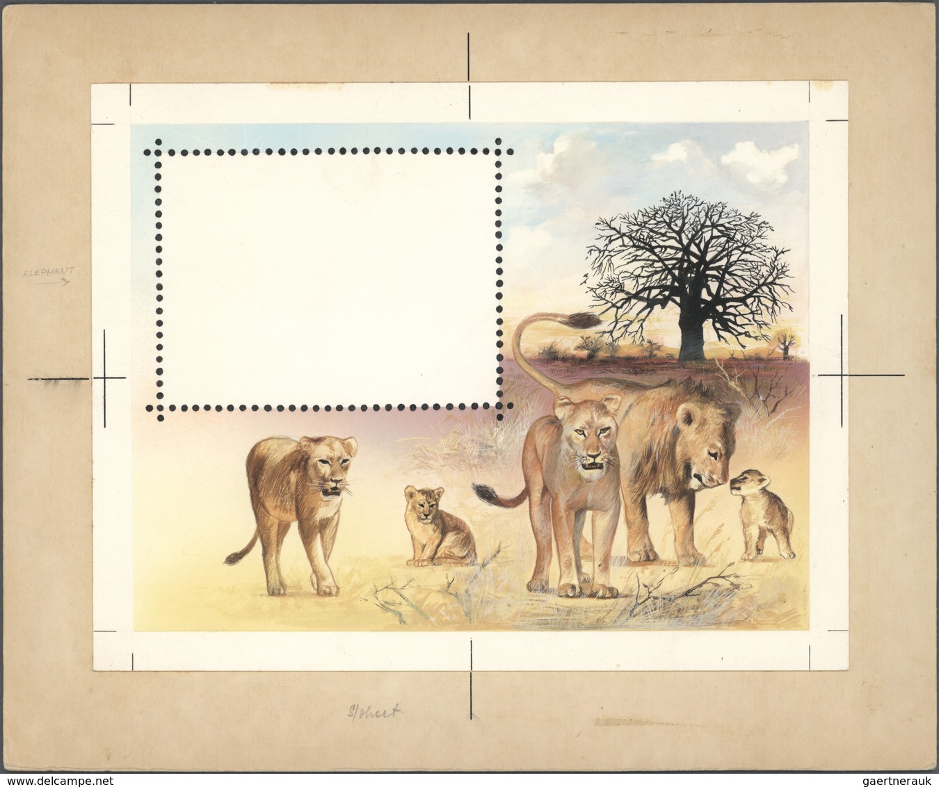 11029 Thematik: Tiere-Affen / Animals-monkeys: 1971, Umm Al-Qaiwain. Artist's Drawing For The Souvenir She - Singes