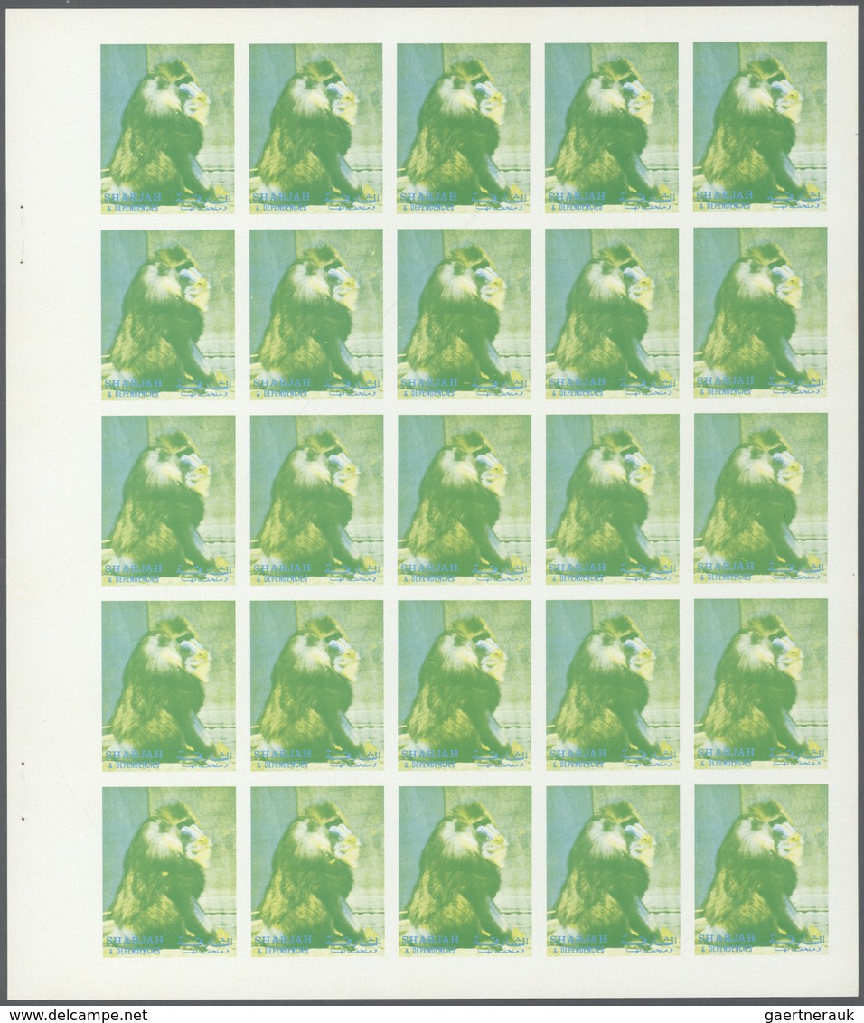 11032 Thematik: Tiere-Affen / Animals-monkeys: 1972. Sharjah. Progressive Proof (5 Phases) In Complete She - Singes