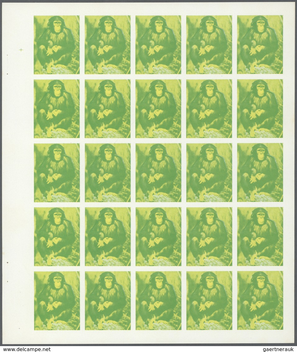 11034 Thematik: Tiere-Affen / Animals-monkeys: 1972. Sharjah. Progressive Proof (6 Phases) In Complete She - Singes