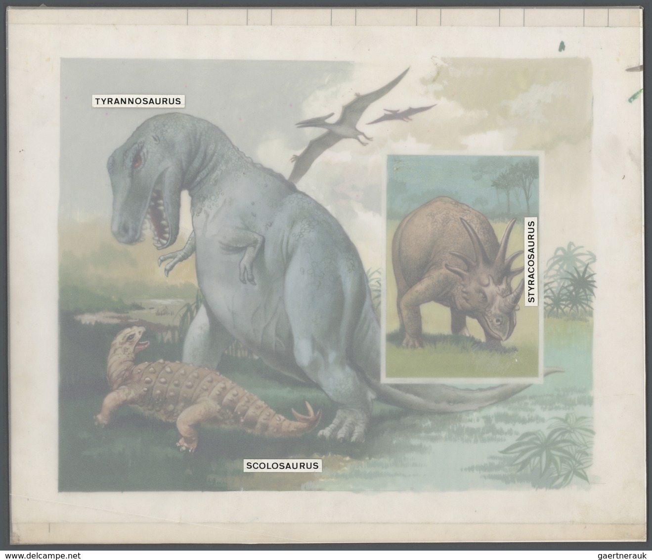 11047 Thematik: Tiere-Dinosaurier / Animals-dinosaur: 1995 (ca.), MOLDOVA: Dinosaur (Tyrannosaurus, Scolos - Preistorici