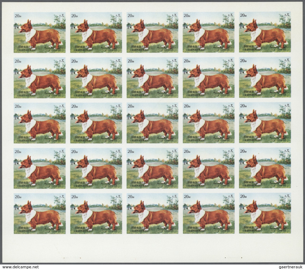 11063 Thematik: Tiere-Hunde / Animals-dogs: 1972. Sharjah. Progressive Proof (6 Phases) In Complete Sheets - Chiens