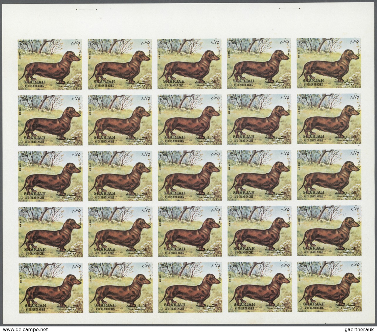 11065 Thematik: Tiere-Hunde / Animals-dogs: 1972. Sharjah. Progressive Proof (6 Phases) In Complete Sheets - Chiens