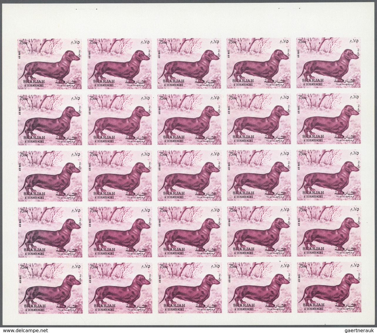 11065 Thematik: Tiere-Hunde / Animals-dogs: 1972. Sharjah. Progressive Proof (6 Phases) In Complete Sheets - Chiens