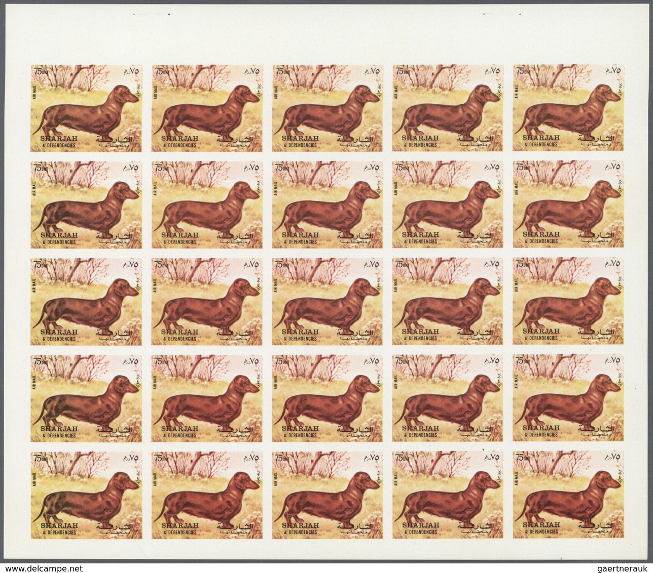 11065 Thematik: Tiere-Hunde / Animals-dogs: 1972. Sharjah. Progressive Proof (6 Phases) In Complete Sheets - Chiens