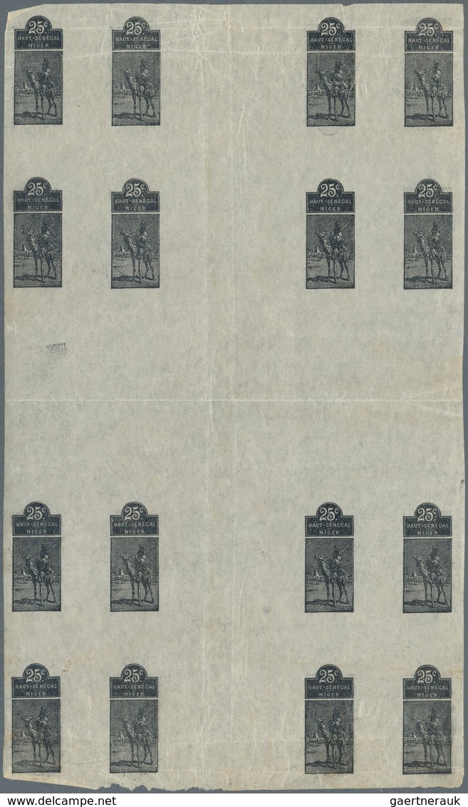 11072 Thematik: Tiere-Kamele / Animals-camels: 1914/1917 (ca), Haut Senegal. Crossed Gutter Sheet Of 16 Es - Autres & Non Classés