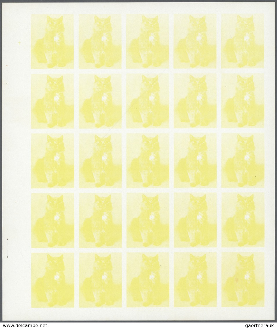11075 Thematik: Tiere-Katzen / animals-cats: 1972. Sharjah. Progressive proof (7 phases) in complete sheet