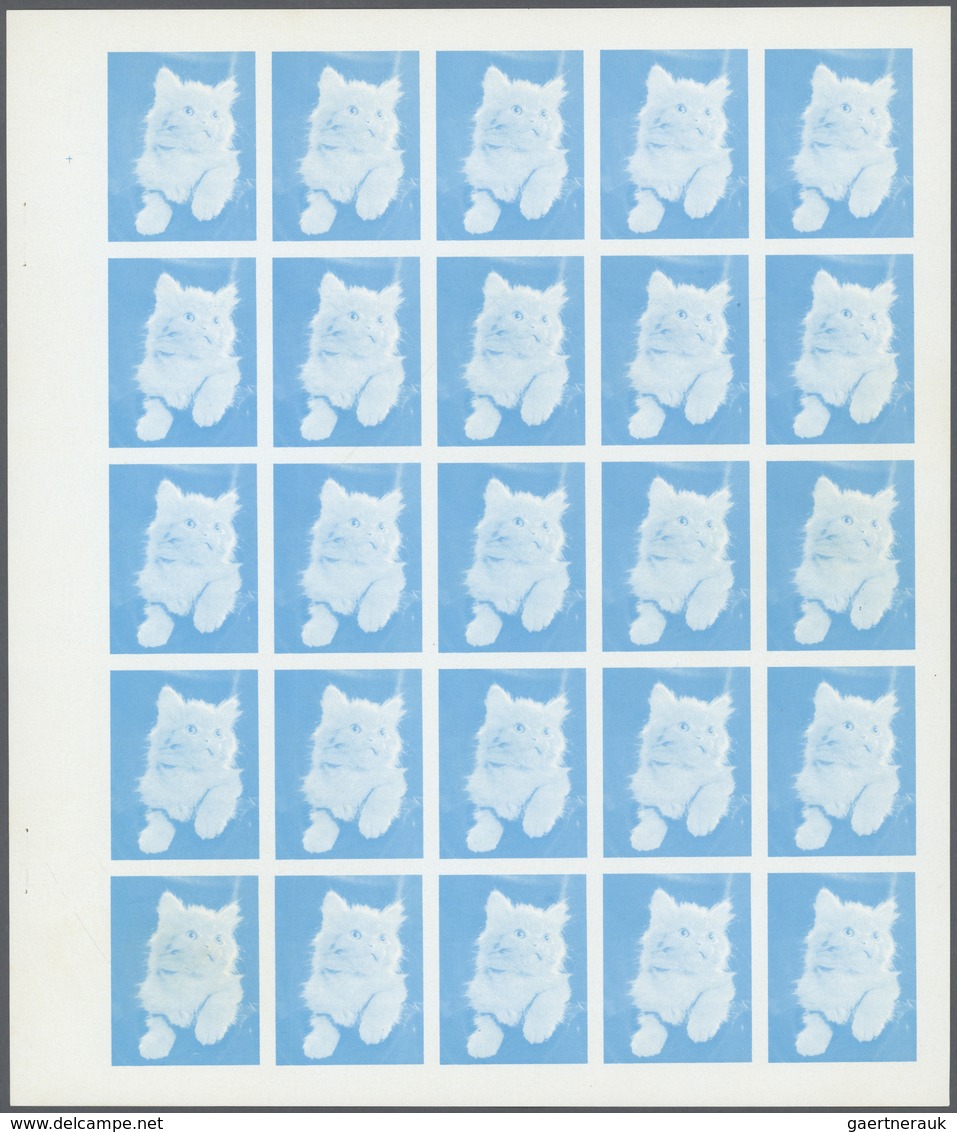 11077 Thematik: Tiere-Katzen / Animals-cats: 1972. Sharjah. Progressive Proof (6 Phases) In Complete Sheet - Chats Domestiques