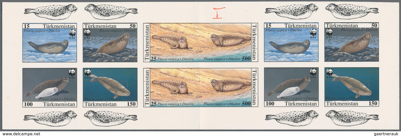 11085 Thematik: Tiere-Meerestiere / Animals-sea Animals: 1993, TURKMENISTAN: Caspic Seal 'Phoca Caspica' S - Vie Marine