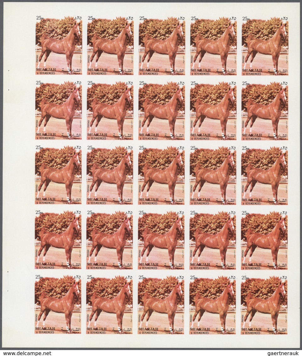 11100 Thematik: Tiere-Pferde / Animals-horses: 1972. Sharjah. Progressive Proof (6 Phases) In Complete She - Pferde