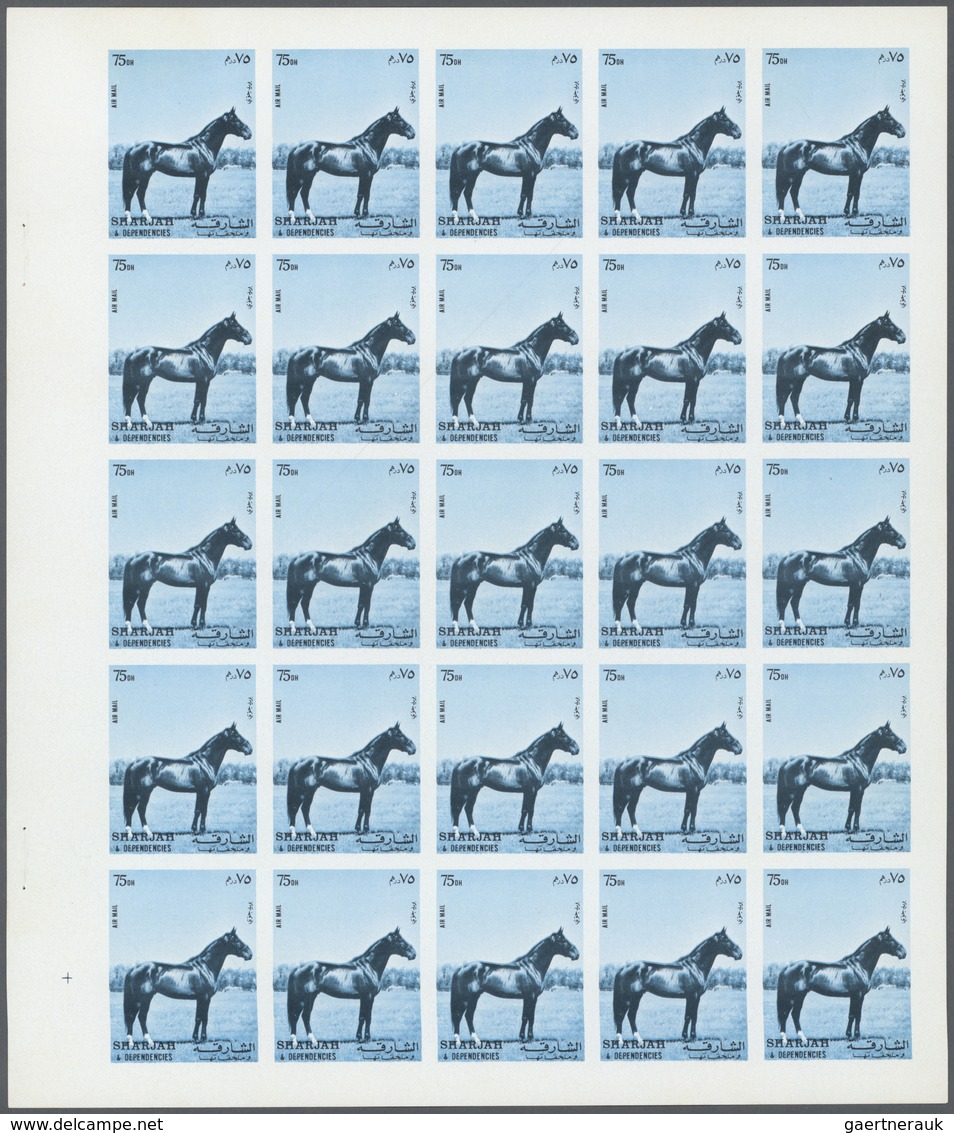 11101 Thematik: Tiere-Pferde / Animals-horses: 1972. Sharjah. Progressive Proof (6 Phases) In Complete She - Pferde