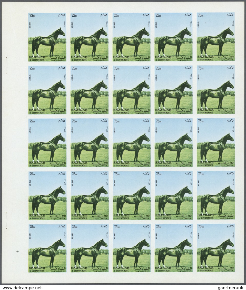 11101 Thematik: Tiere-Pferde / Animals-horses: 1972. Sharjah. Progressive Proof (6 Phases) In Complete She - Pferde