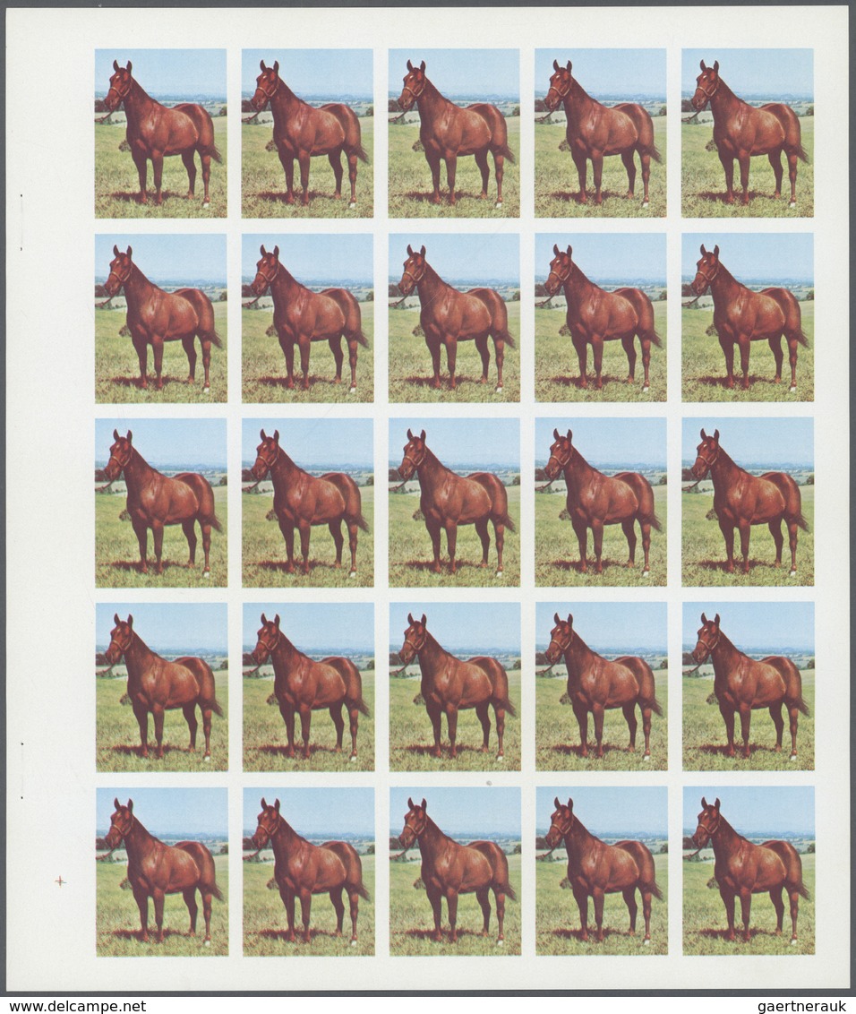 11102 Thematik: Tiere-Pferde / Animals-horses: 1972. Sharjah. Progressive Proof (7 Phases) In Complete She - Chevaux