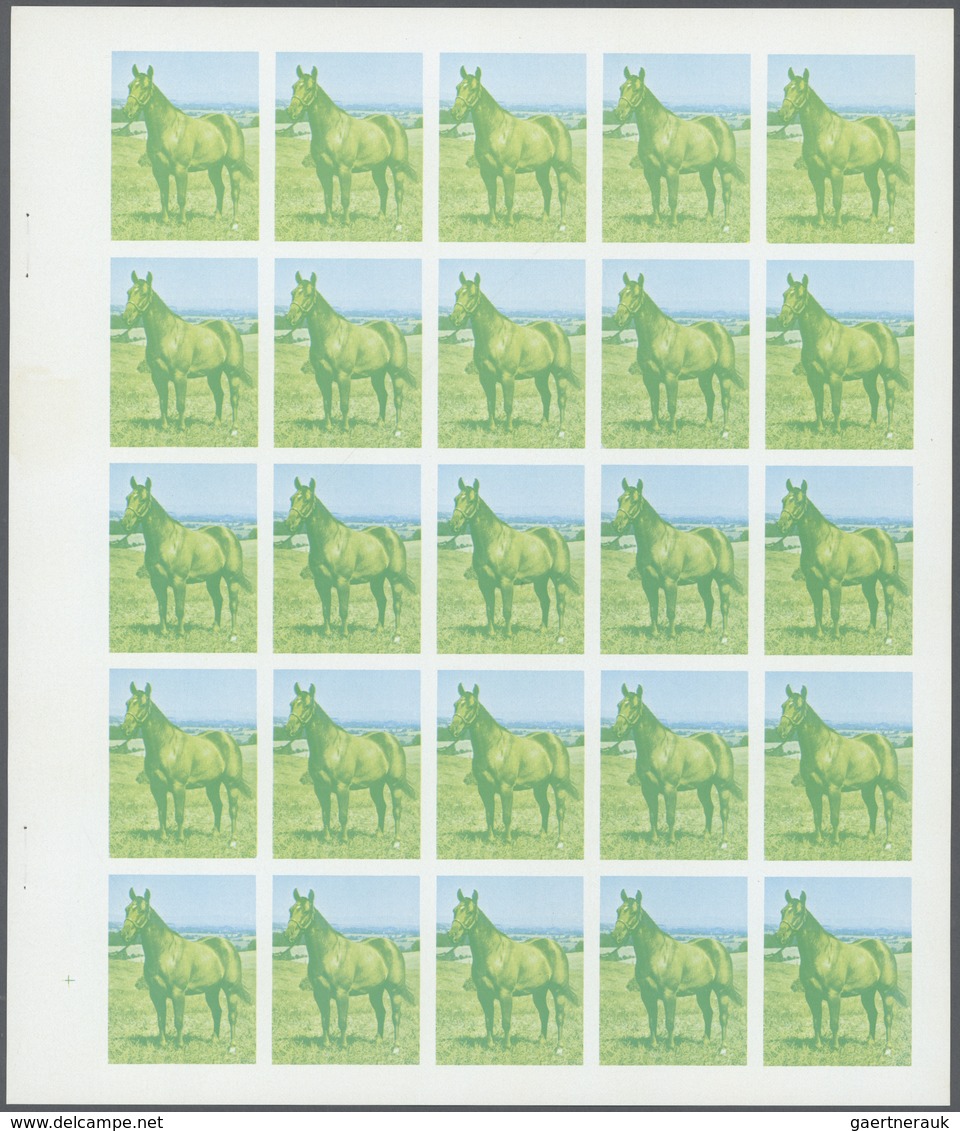 11102 Thematik: Tiere-Pferde / Animals-horses: 1972. Sharjah. Progressive Proof (7 Phases) In Complete She - Chevaux