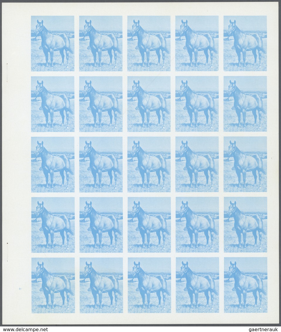 11102 Thematik: Tiere-Pferde / animals-horses: 1972. Sharjah. Progressive proof (7 phases) in complete she