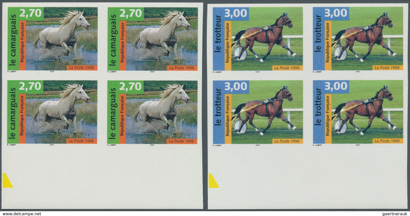 11106 Thematik: Tiere-Pferde / Animals-horses: 1998, France. Complete Set (4 Values) "Horses" In IMPERFORA - Pferde