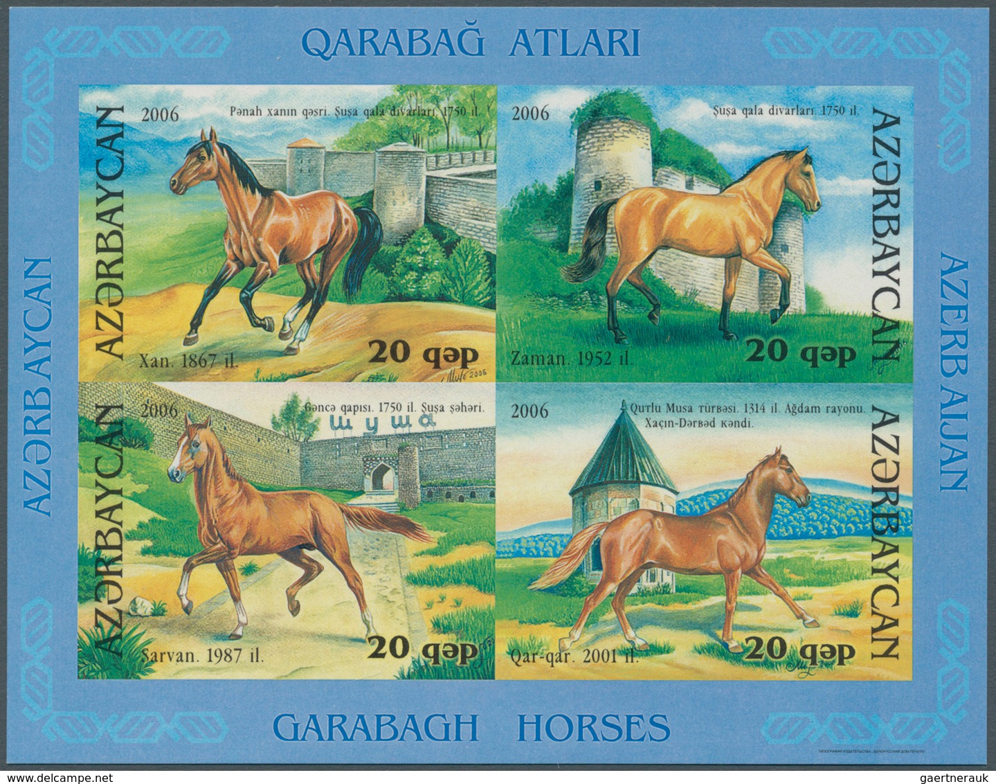 11107 Thematik: Tiere-Pferde / Animals-horses: 2006, AZERBAIJAN: Karabakh Horse Set Of Four And The Two Mi - Pferde