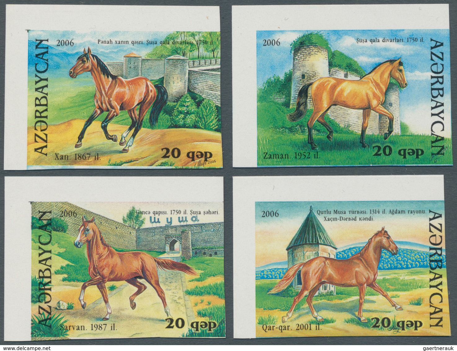 11107 Thematik: Tiere-Pferde / Animals-horses: 2006, AZERBAIJAN: Karabakh Horse Set Of Four And The Two Mi - Pferde