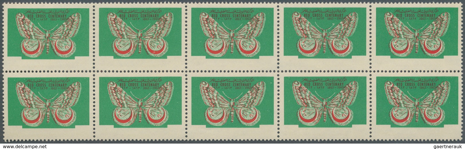 11116 Thematik: Tiere-Schmetterlinge / Animals-butterflies: 1963, Dubai, 4np. Butterflies Perf. (Red Cross - Papillons