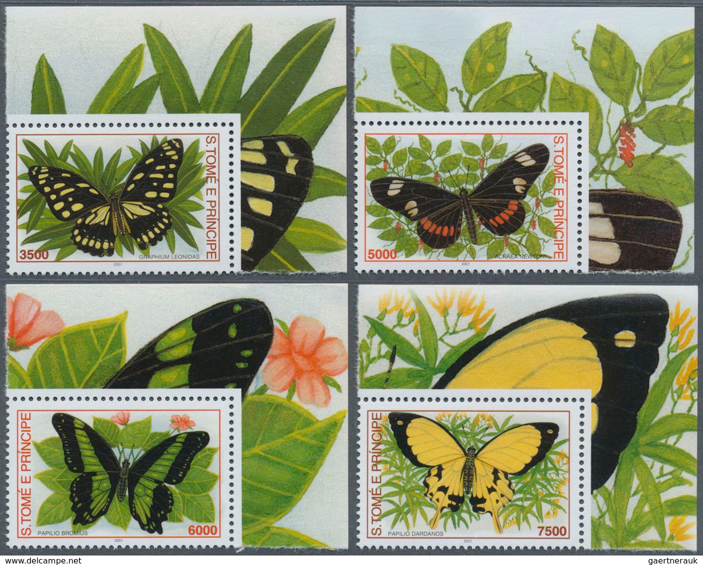 11131 Thematik: Tiere-Schmetterlinge / Animals-butterflies: 2001, SAO TOME E PRINCIPE: Native BUTTERFLIES - Papillons