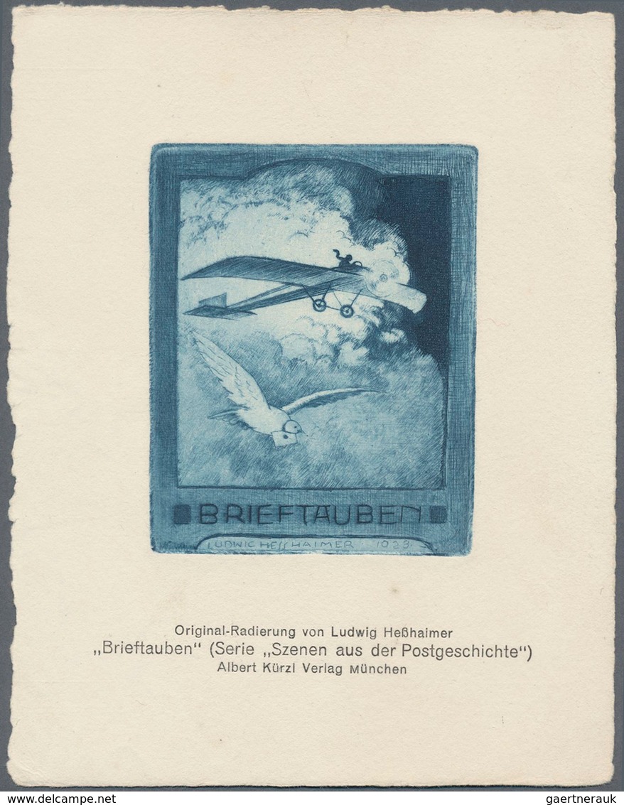 11133 Thematik: Tiere-Tauben / Animals-pigeons: 1925 (ca.), DEUTSCHES REICH: Original-Radierung Von Ludwig - Pigeons & Columbiformes