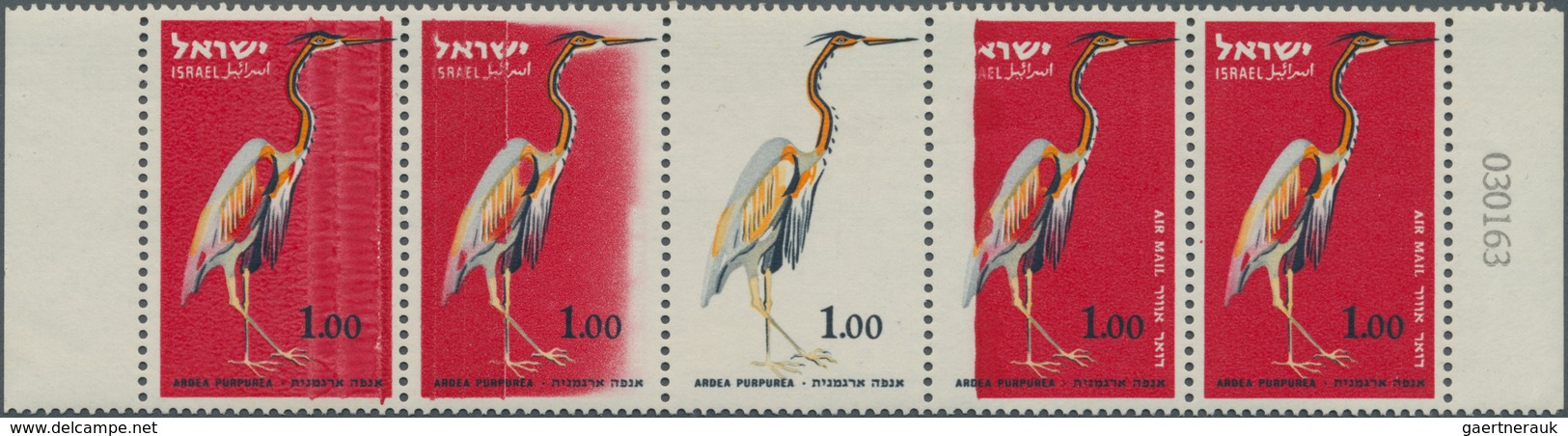 11139 Thematik: Tiere-Vögel / Animals-birds: 1963, Israel. Horizontal Strip Of 5 For The Stamp "£1 Purple - Sonstige & Ohne Zuordnung