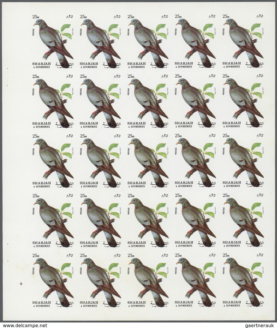 11153 Thematik: Tiere-Vögel / Animals-birds: 1972. Sharjah. Progressive Proof (6 Phases) In Complete Sheet - Sonstige & Ohne Zuordnung