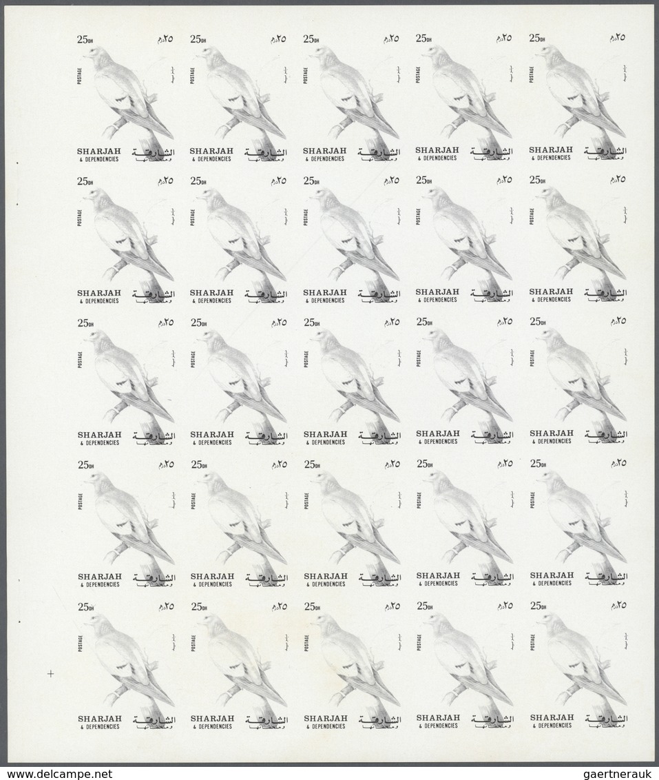 11153 Thematik: Tiere-Vögel / Animals-birds: 1972. Sharjah. Progressive Proof (6 Phases) In Complete Sheet - Altri & Non Classificati