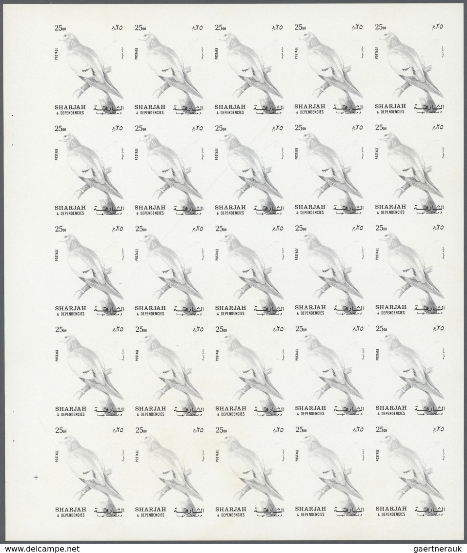 11153 Thematik: Tiere-Vögel / Animals-birds: 1972. Sharjah. Progressive Proof (6 Phases) In Complete Sheet - Autres & Non Classés