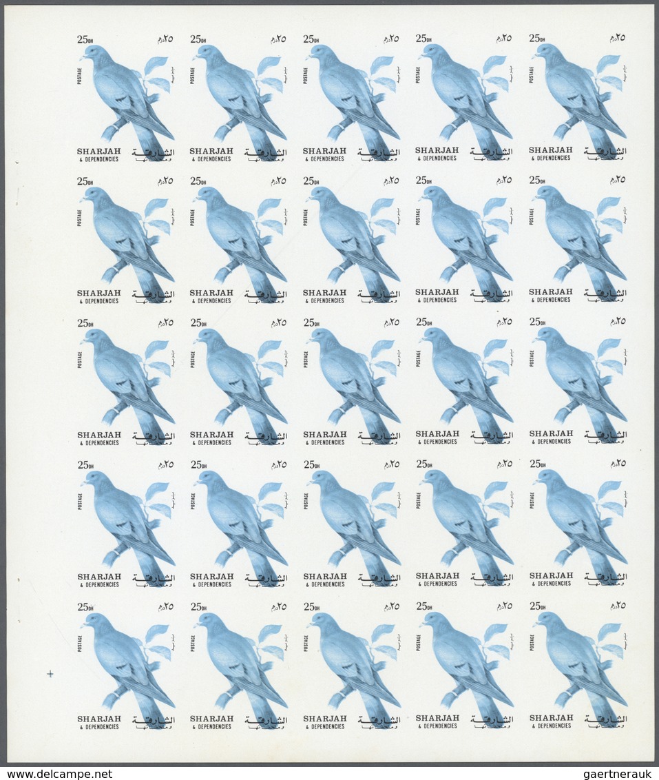 11153 Thematik: Tiere-Vögel / Animals-birds: 1972. Sharjah. Progressive Proof (6 Phases) In Complete Sheet - Altri & Non Classificati