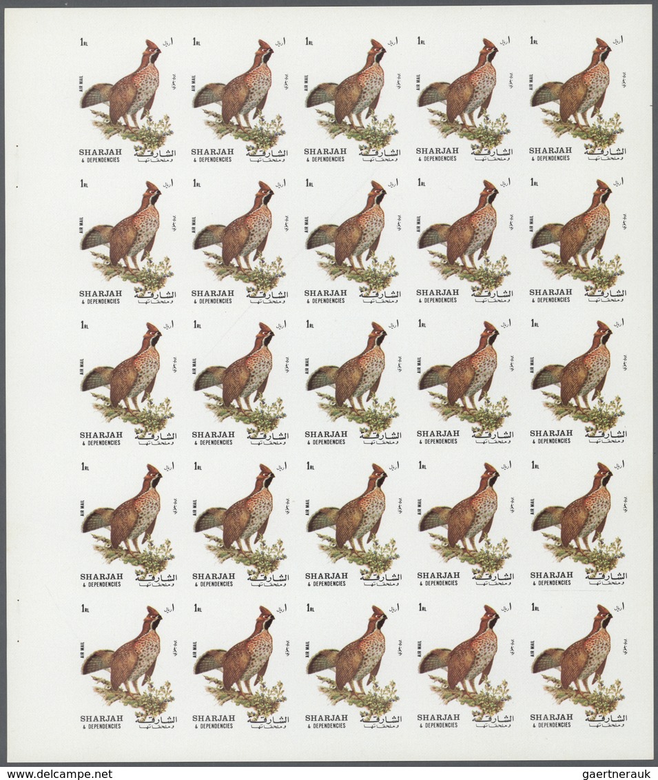 11155 Thematik: Tiere-Vögel / Animals-birds: 1972. Sharjah. Progressive Proof (7 Phases) In Complete Sheet - Autres & Non Classés