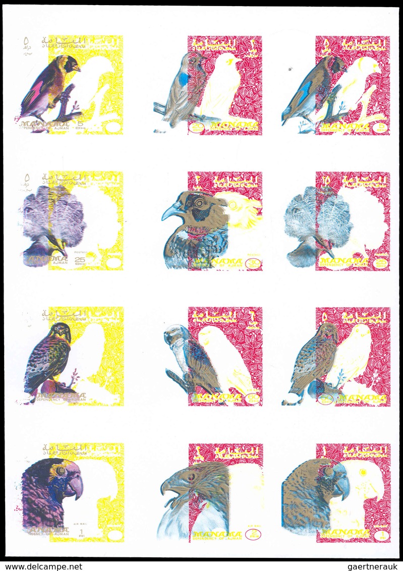 11158 Thematik: Tiere-Vögel / Animals-birds: 1972, Manama: BIRDS - 1 Item; Collective Single Die Proof For - Sonstige & Ohne Zuordnung