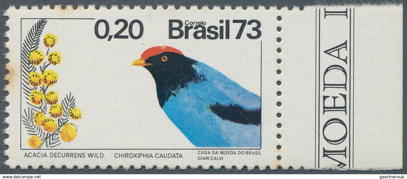 11161 Thematik: Tiere-Vögel / Animals-birds: Brasil 1973, 0,20 C. Bird Missing Shadow In Light Blue, Some - Sonstige & Ohne Zuordnung