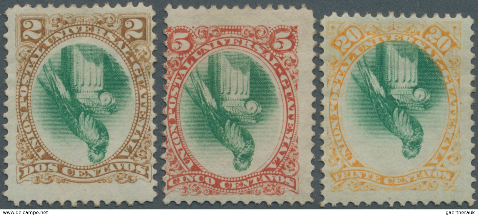 11167 Thematik: Tiere-Vögel / Animals-birds: 1881, Guatemala. Three Values "Quetzal" With Inverted Center - Autres & Non Classés