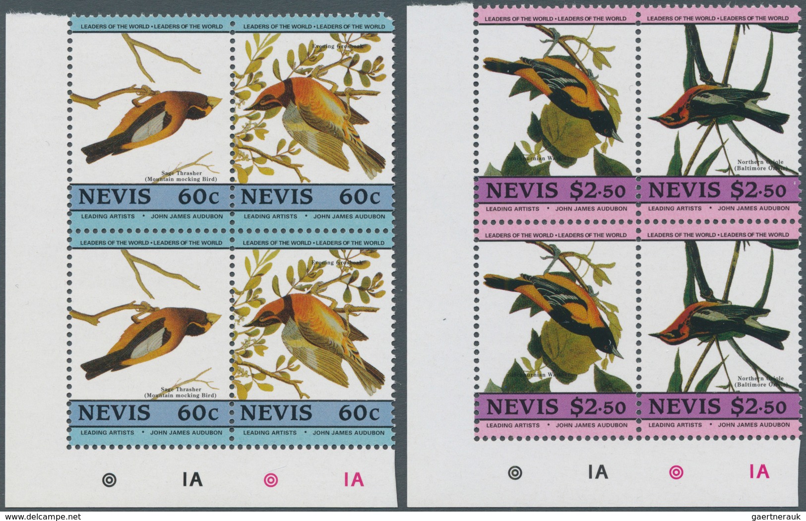 11175 Thematik: Tiere-Vögel / Animals-birds: 1985, Nevis. Complete BIRD Series (8 Values) In 4 Double Pair - Sonstige & Ohne Zuordnung