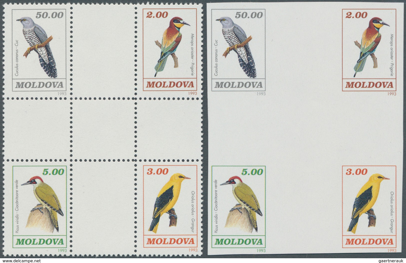 11187 Thematik: Tiere-Vögel / Animals-birds: 1993, MOLDOVA: Bird Definitives Six Different Stamps In Two B - Sonstige & Ohne Zuordnung