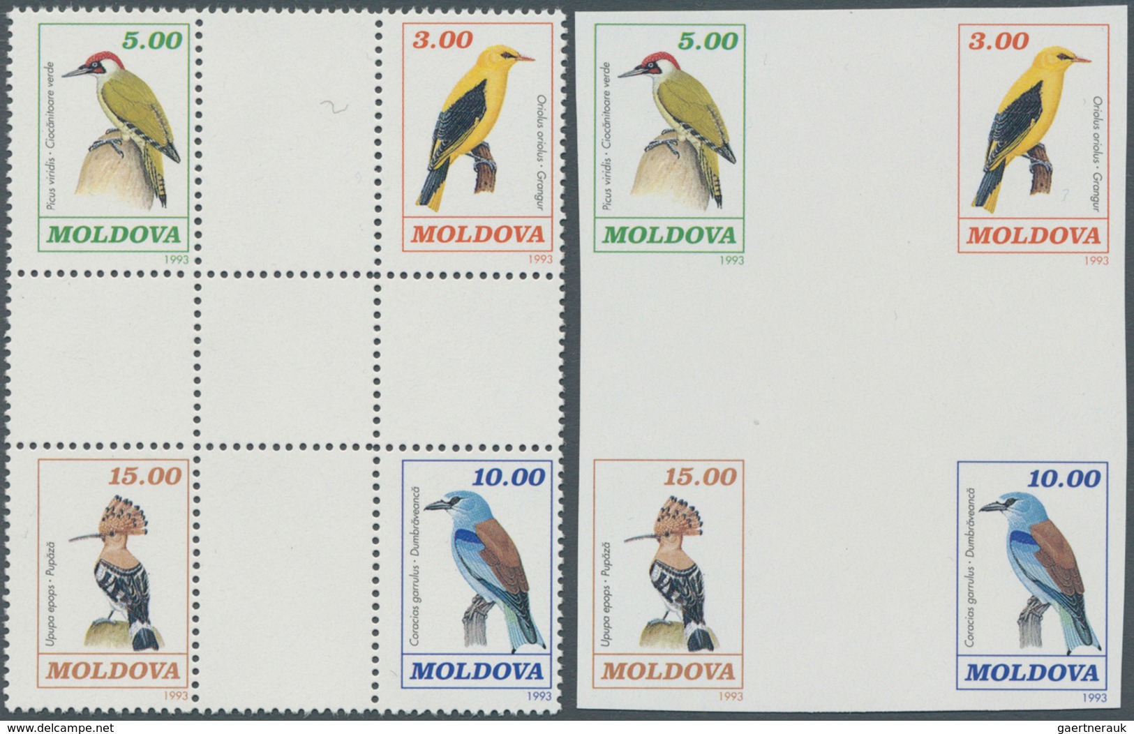 11187 Thematik: Tiere-Vögel / Animals-birds: 1993, MOLDOVA: Bird Definitives Six Different Stamps In Two B - Sonstige & Ohne Zuordnung
