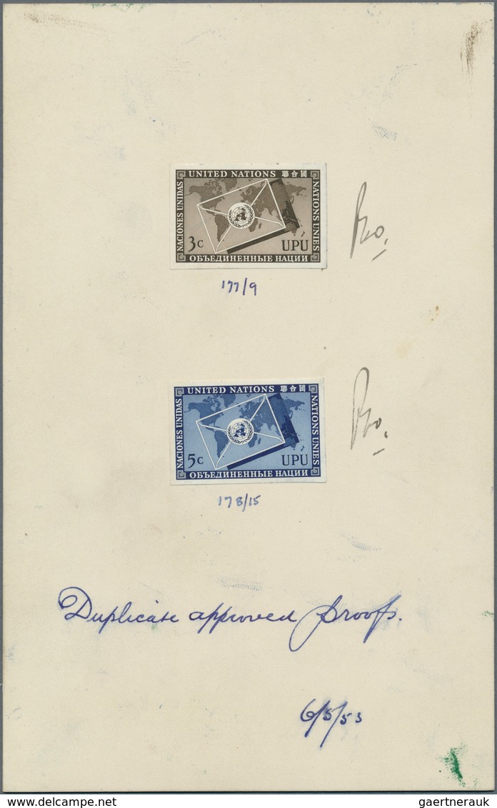 11208 Thematik: UPU / United Postal Union: 1953, UN New York. Imperforate Proofs For Complete UPU Set (2 V - U.P.U.