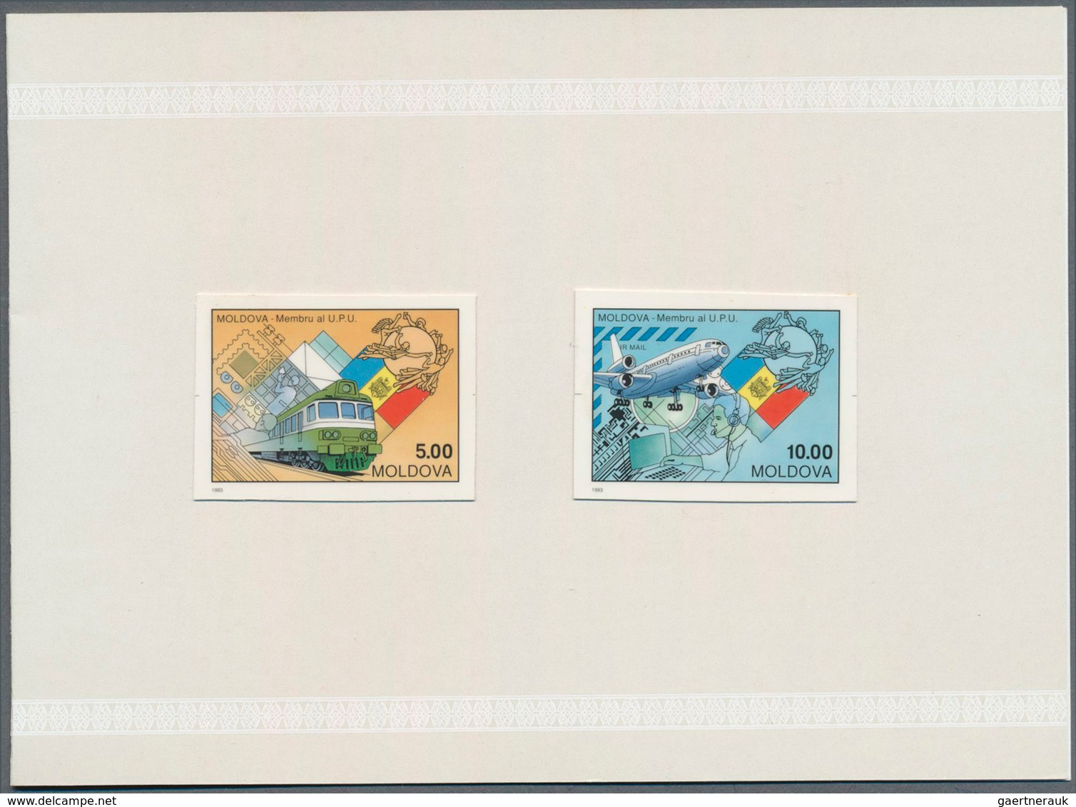 11213 Thematik: UPU / United Postal Union: 1992, MOLDOVA: Membership At UPU Set Of Two 5.00r. Locomotive A - U.P.U.