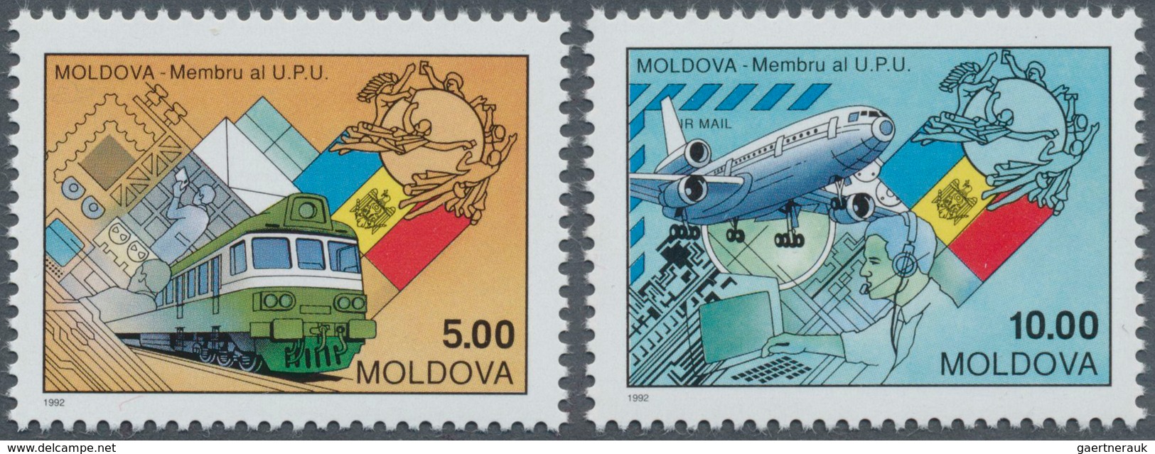 11213 Thematik: UPU / United Postal Union: 1992, MOLDOVA: Membership At UPU Set Of Two 5.00r. Locomotive A - U.P.U.