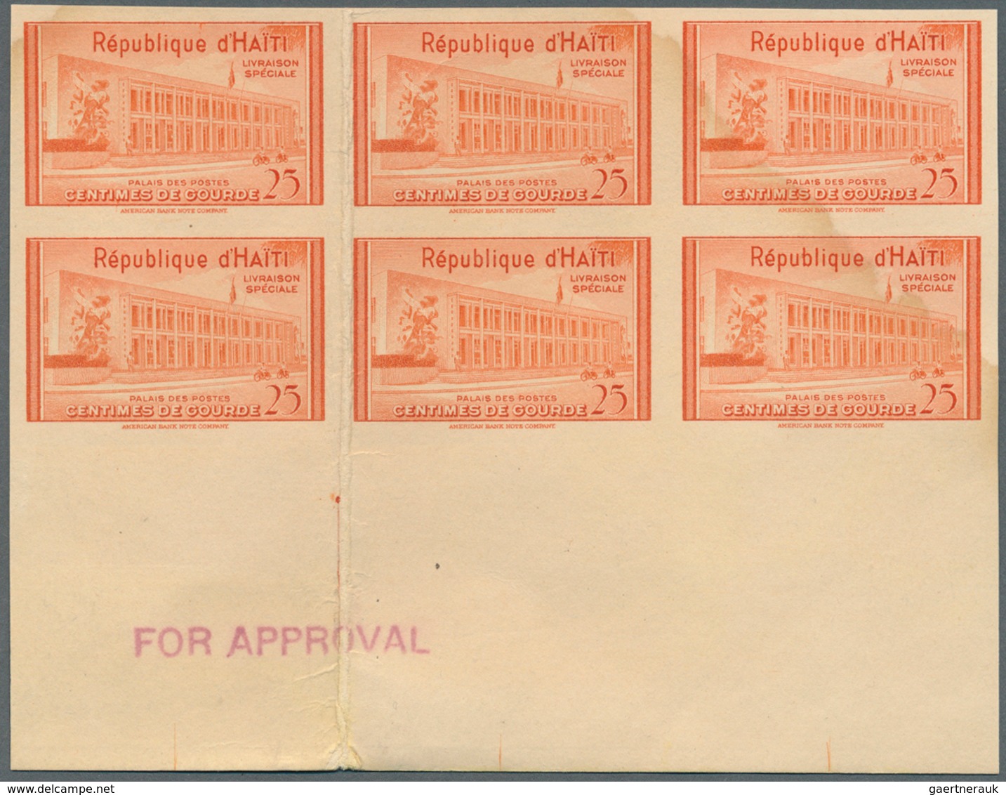 11219A Thematik: Verkehr-Motorrad  / Traffic-motorcycle: 1953, Haiti. Special Delivery Stamp 25c In A Block - Motorräder