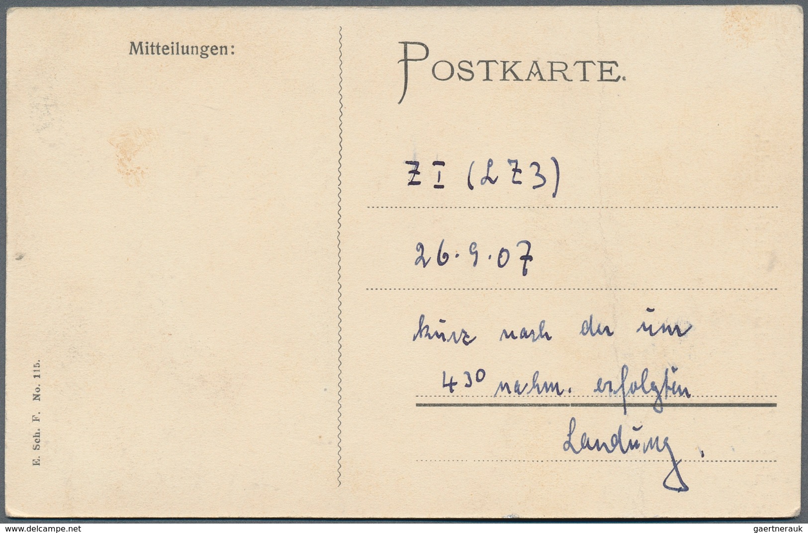 11242 Thematik: Zeppelin / Zeppelin: 1907: LZ 3 (Z1), 26.9. Kurz Nach Der Um 4:30 Nachmittags Erfolgten La - Zeppeline